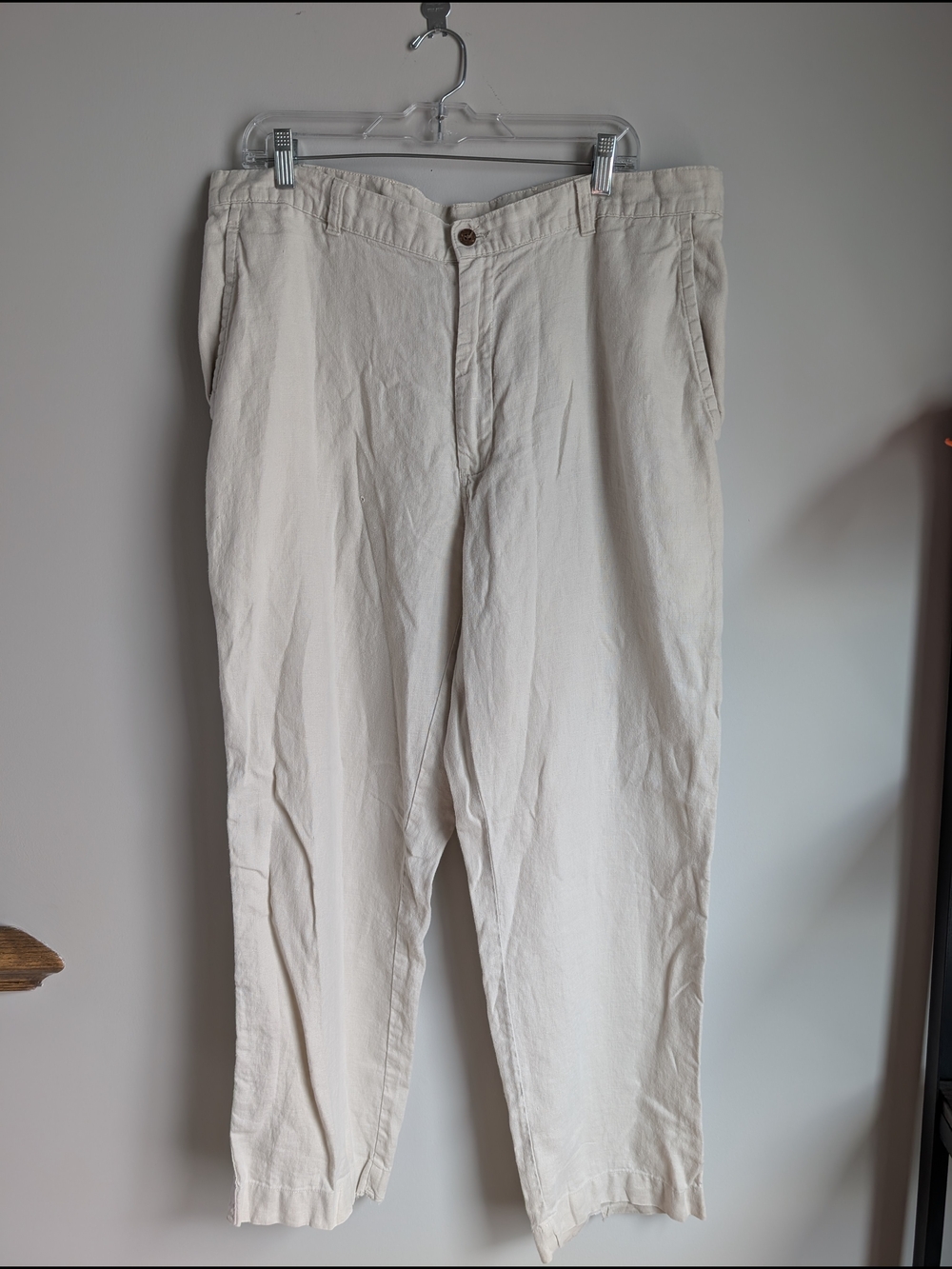 Jos. A. Bank Men's Linen Pants 36x30 Beige Cream Off-White Summer Beach Resort